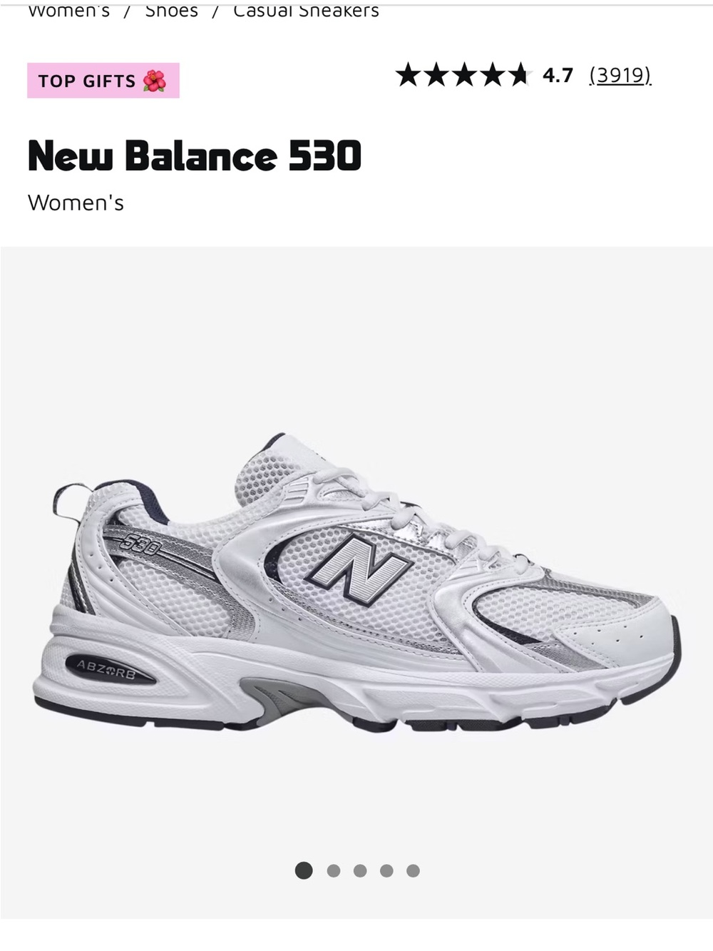 New Balance White and Grey 530 Men's-Style Running Sneakers